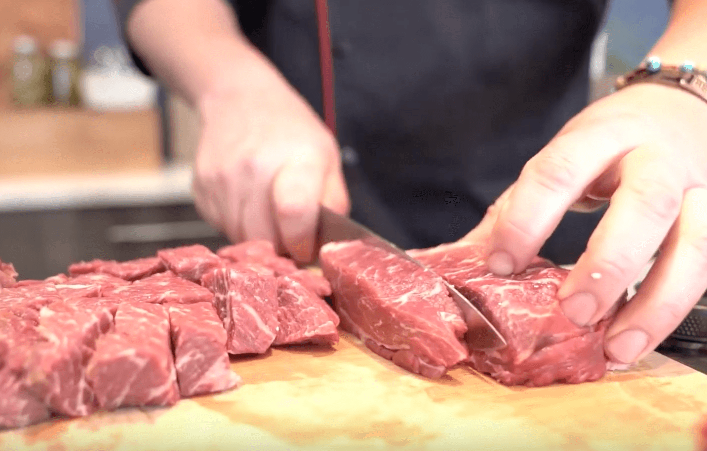 ChefD Chopping Grass Fed Beef Beef - Keto Beef Stew - Nutrafarms