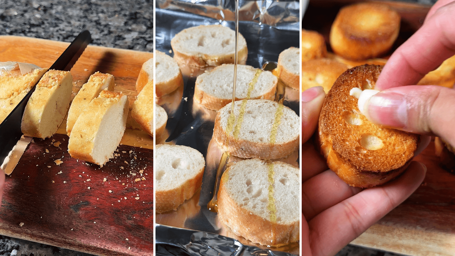 slicing-and-toasting-baguette-for-crostinis