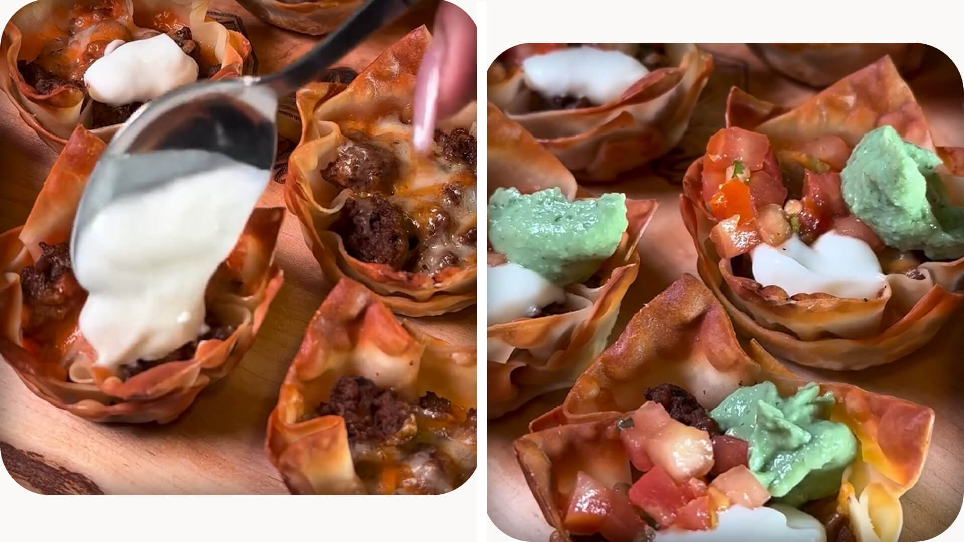 assembling-wonton-taco-bites-with-ground-beef-and-cheese